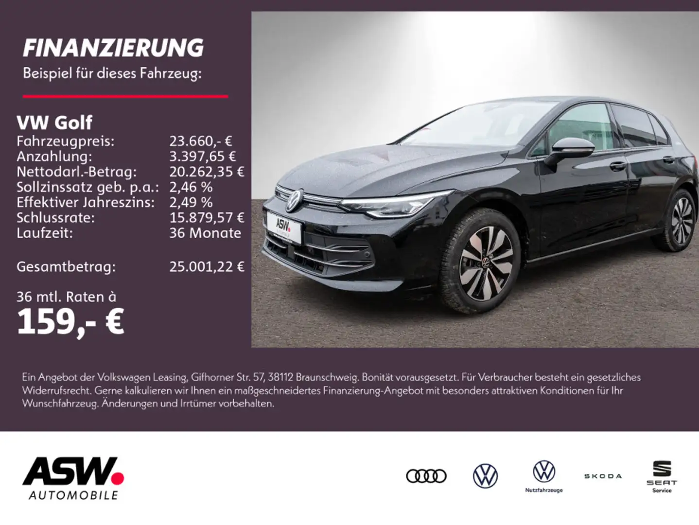Volkswagen Golf Goal 1.5TSI 6-Gang LED Navi PDC ACC SHZ AHK Schwarz - 1