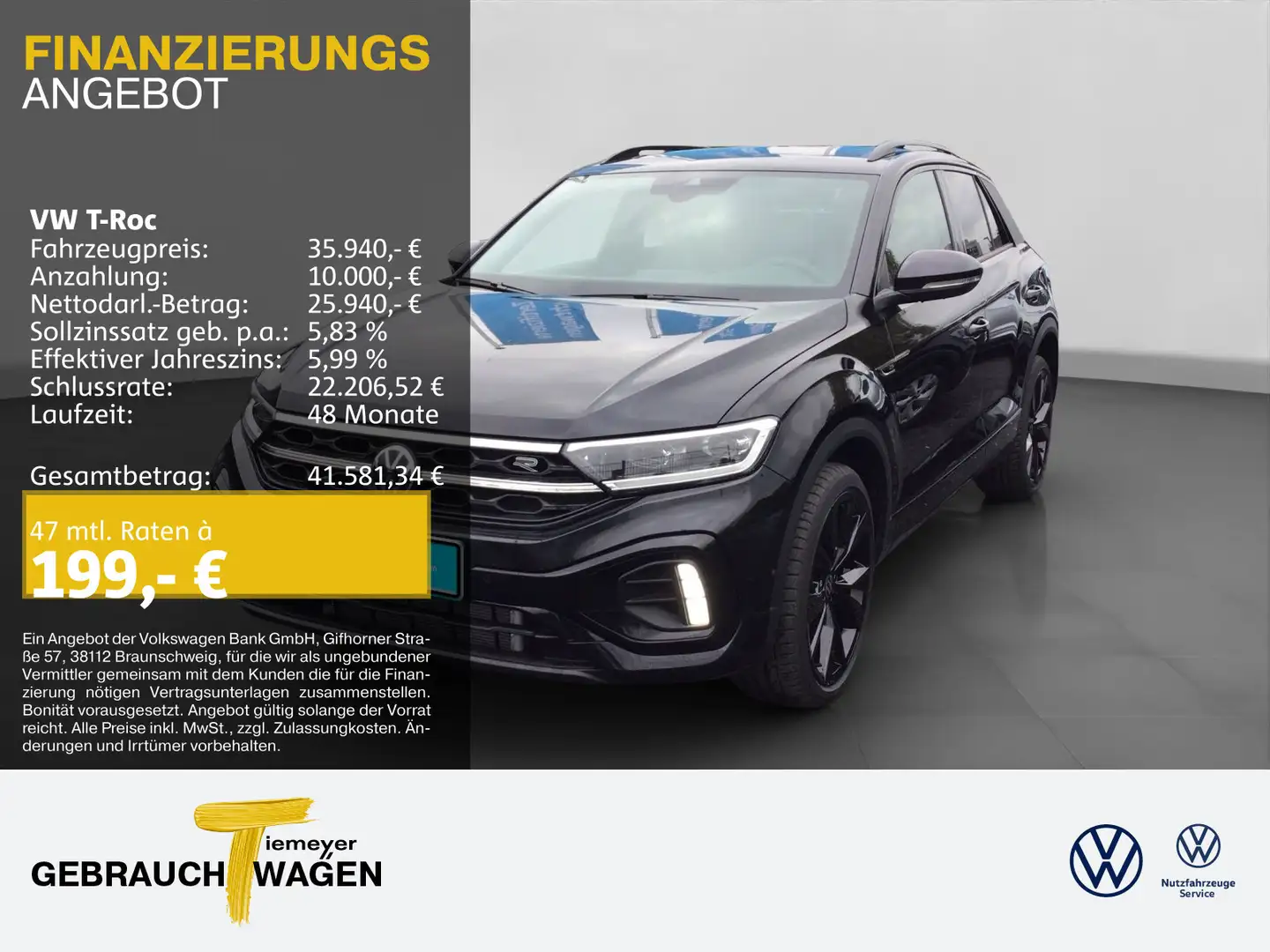 Volkswagen T-Roc 1.5 TSI DSG R-LINE BLACK LM19 PANO eKLAPPE Schwarz - 1