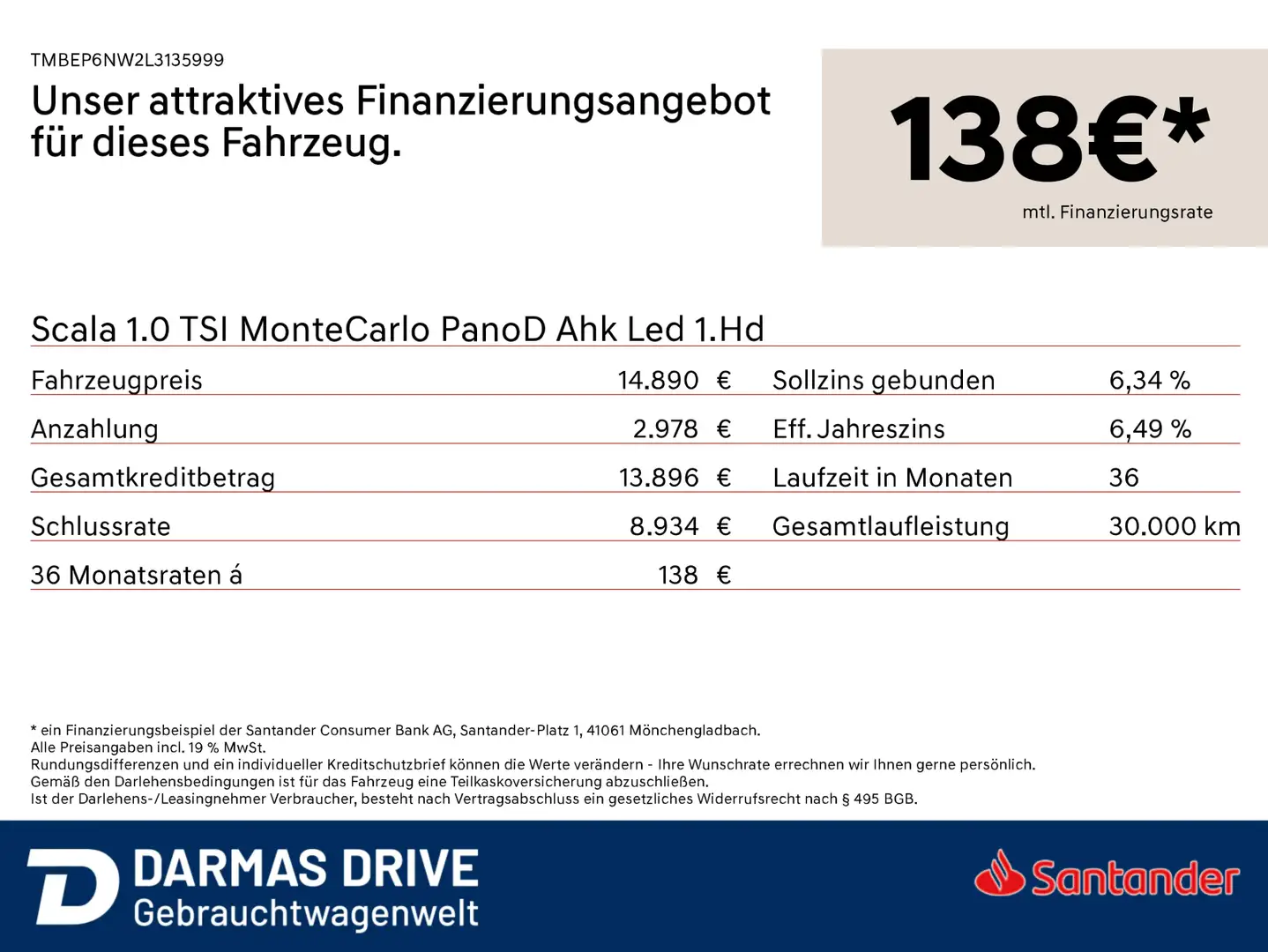 Skoda Scala Scala 1.0 TSI MonteCarlo PanoD Ahk Led 1.Hd Rouge - 2
