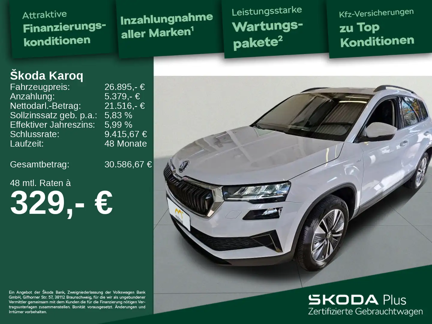 Skoda Karoq 1.5 TSI DSG*TOUR*LED*RFK*VC*APP* Weiß - 1