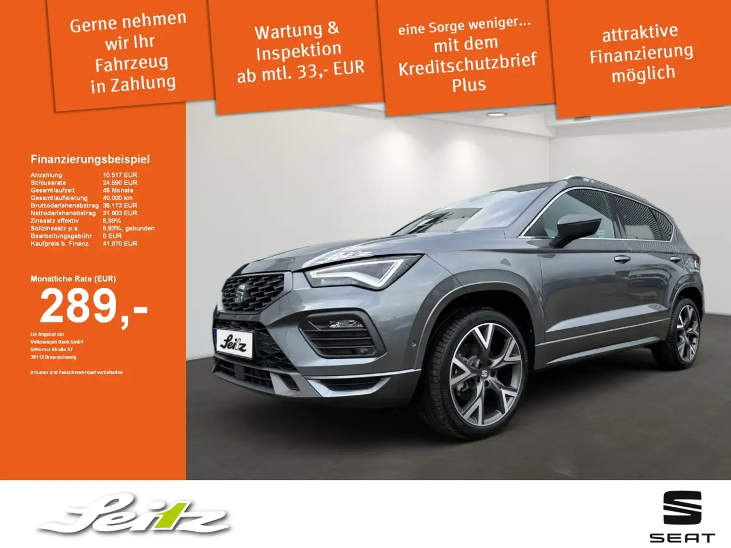 SEAT Ateca 2.0 TDI 4Drive FR *AHK*LED*KAMERA*NAVI* Grau - 1