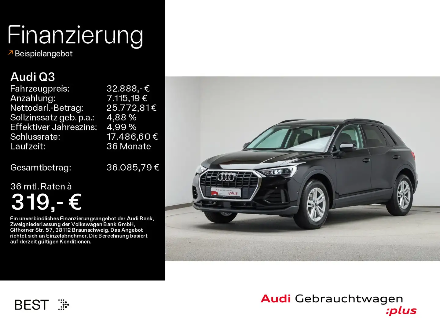 Audi Q3 40 TDI qu.Pano*Navi*Stndhzg*virtual* Negro - 1