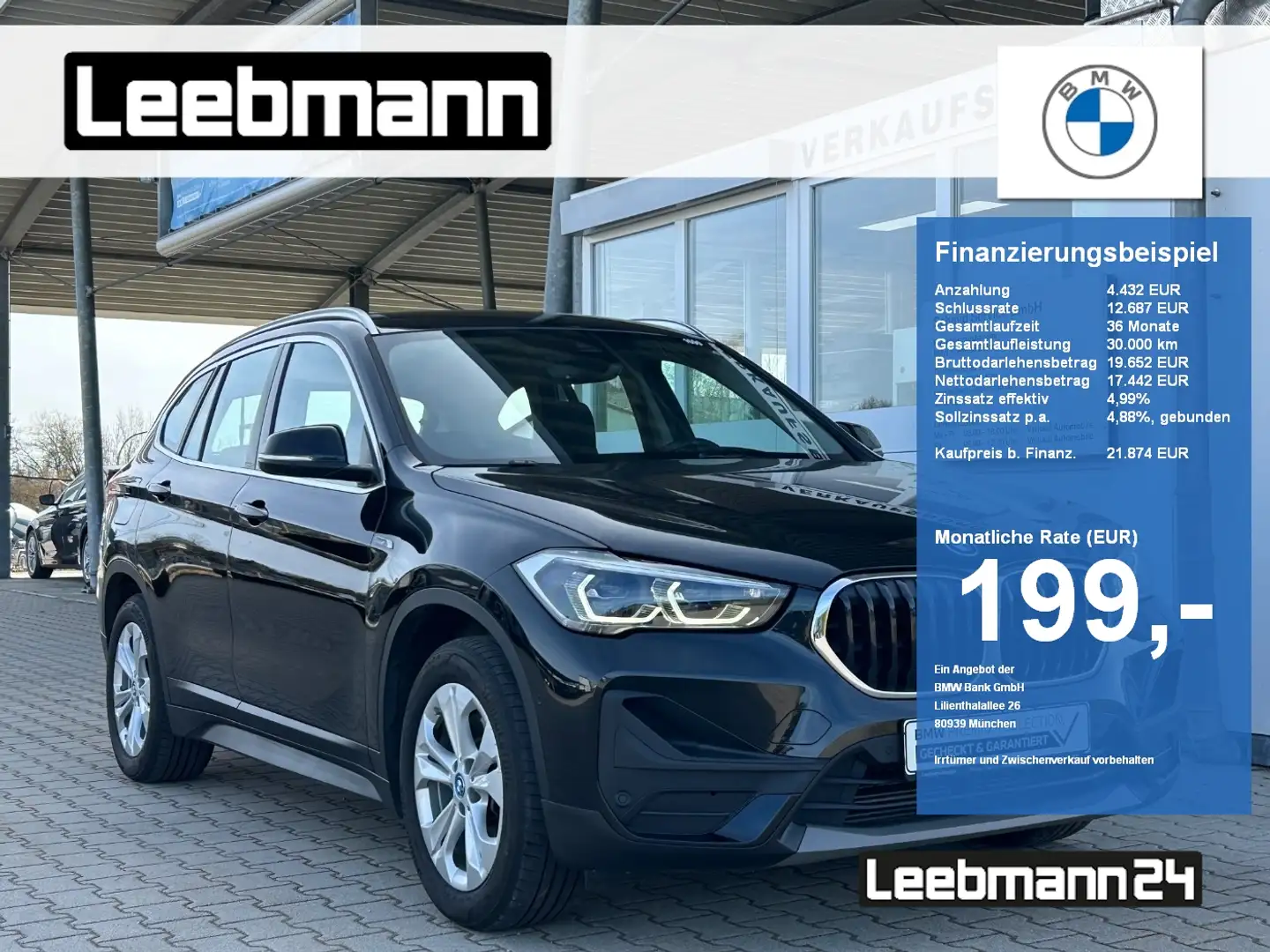 BMW X1 xDrive25e Adv. RFK/AdaptLED 2 JAHRE GARANTIE Чорний - 1
