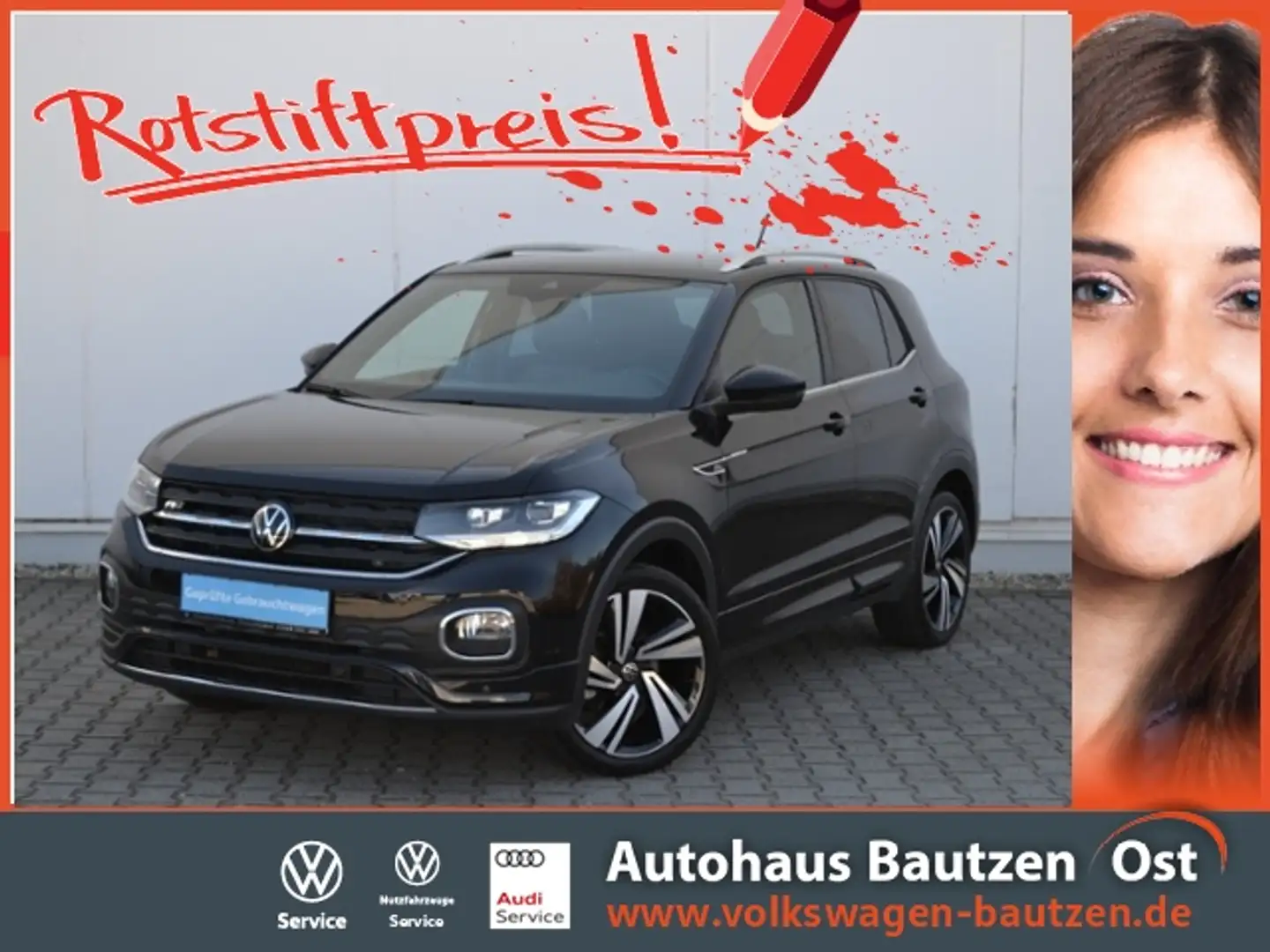 Volkswagen T-Cross 1.5 TSI 150 PS DSG R-Line LED/18-ZOLL/NAVI/RFK/DI Schwarz - 1