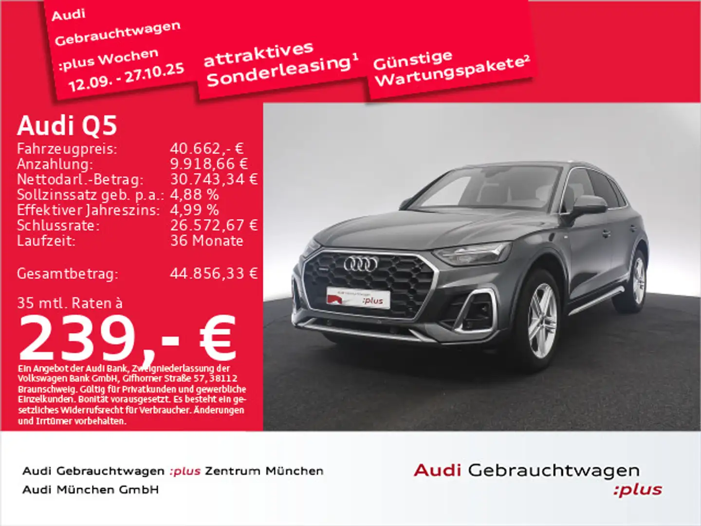Audi Q5 40 TDI qu. S tronic S line Virtual/Privacy/AH Grau - 1