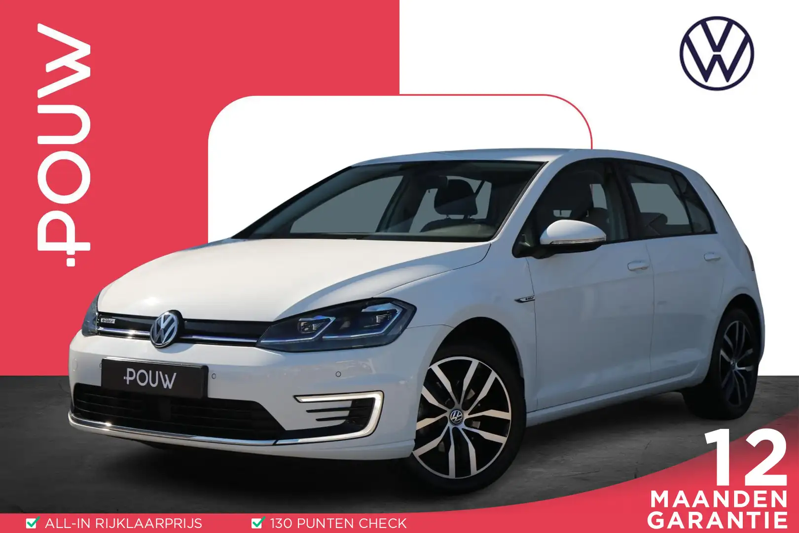 Volkswagen e-Golf 136pk E-DITION | SoH 95% | Navigatie | 17 Inch | V Wit - 1