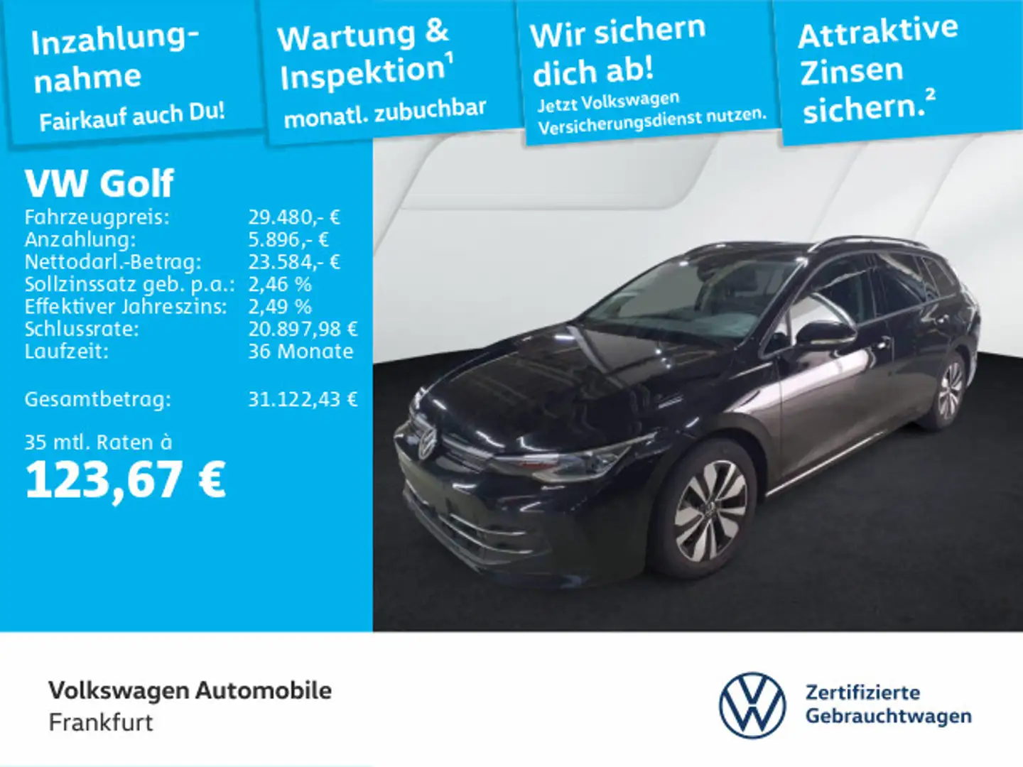 Volkswagen Golf Variant Golf VIII 2.0 TDI Goal Navi AHK Spurwechselassis Schwarz - 1