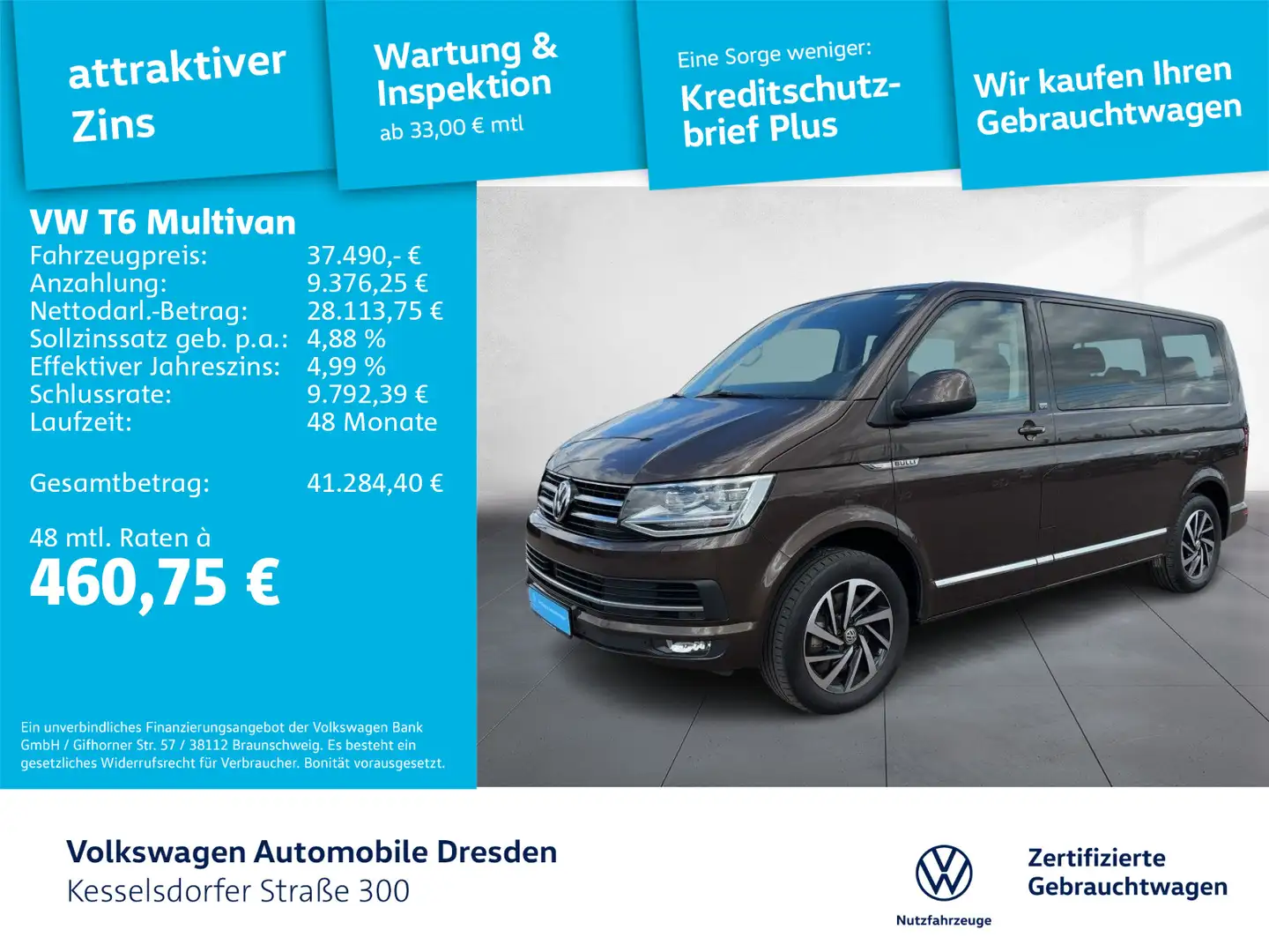 Volkswagen T6 Multivan Comfortline AHZV Kamera LED Braun - 1