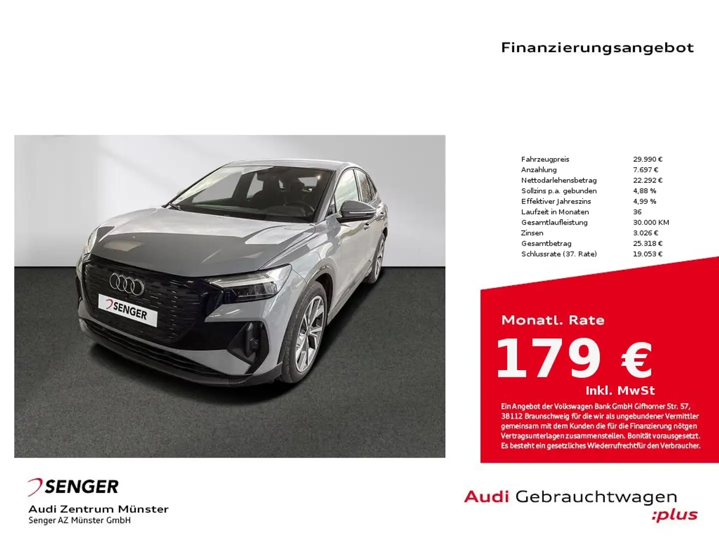 Audi Q4 e-tron Sportback 35 MMI LED S line Standhz. Grau - 1