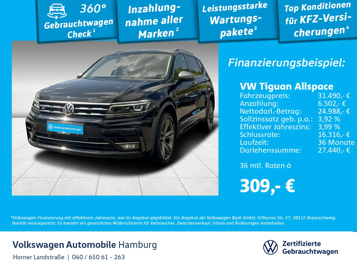 Volkswagen Tiguan Allspace Comfortline 2.0 TDI DSG AHK ACC Schwarz - 1