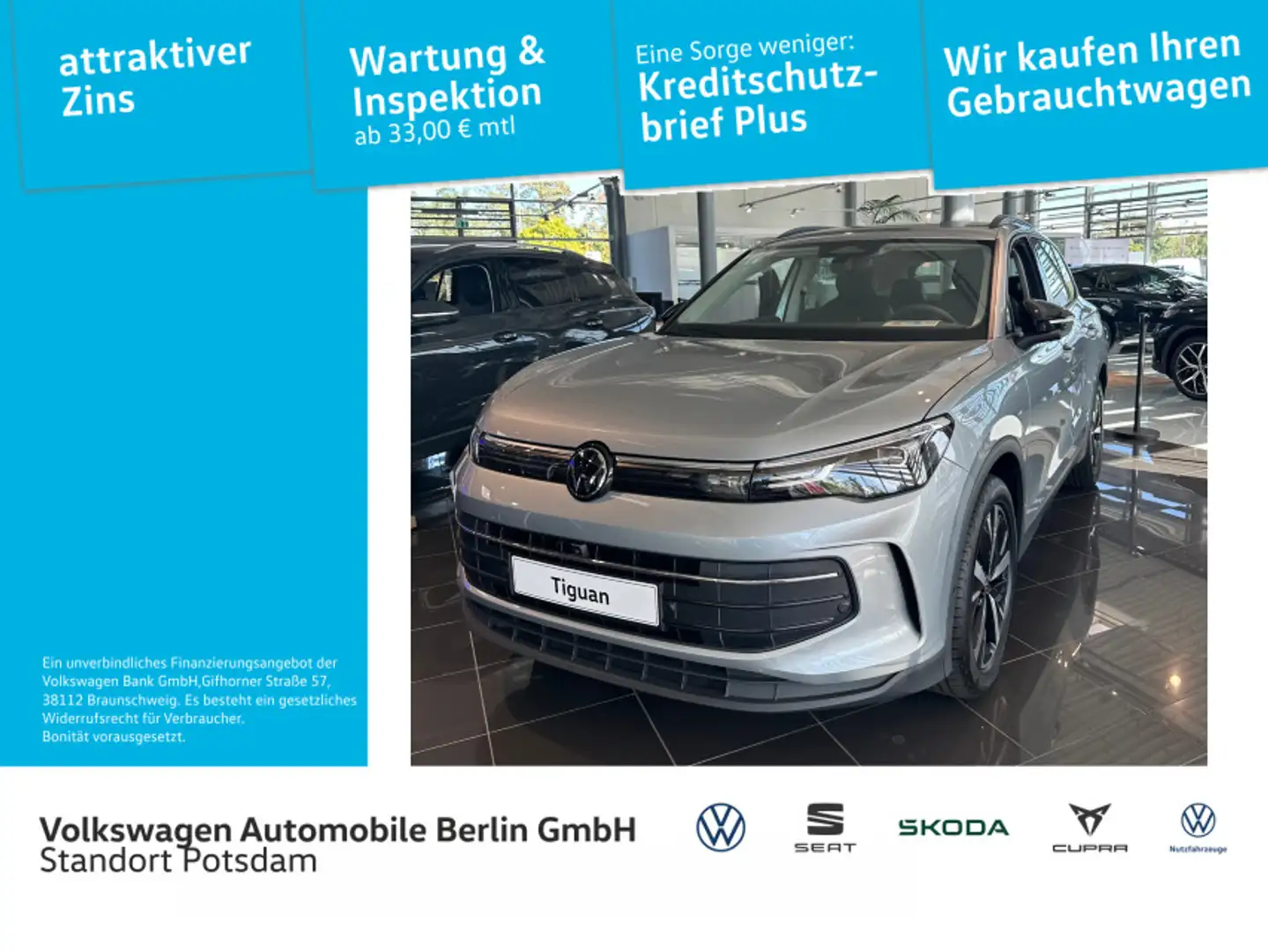 Volkswagen Tiguan 1.5 eTSI Goal DSG AHK Navi LED SHZ Plateado - 1