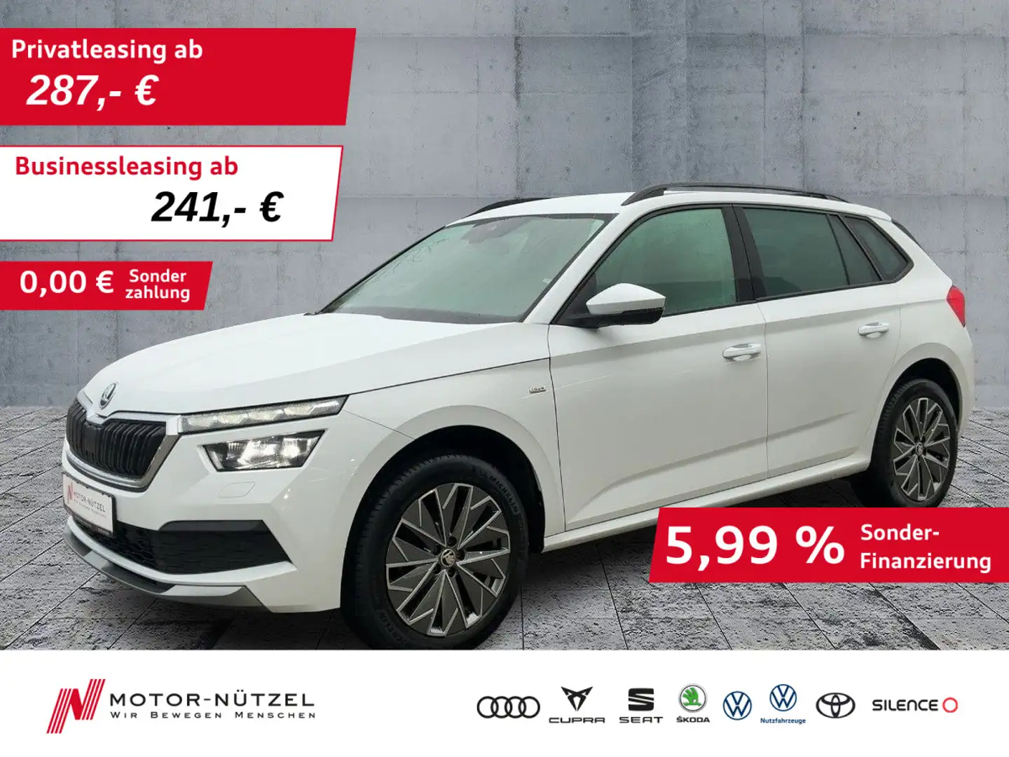 Skoda Kamiq 1.0 TSI TOUR LED+NAVI+GRA+SHZ+PDC+RFK+AHK Weiß - 1