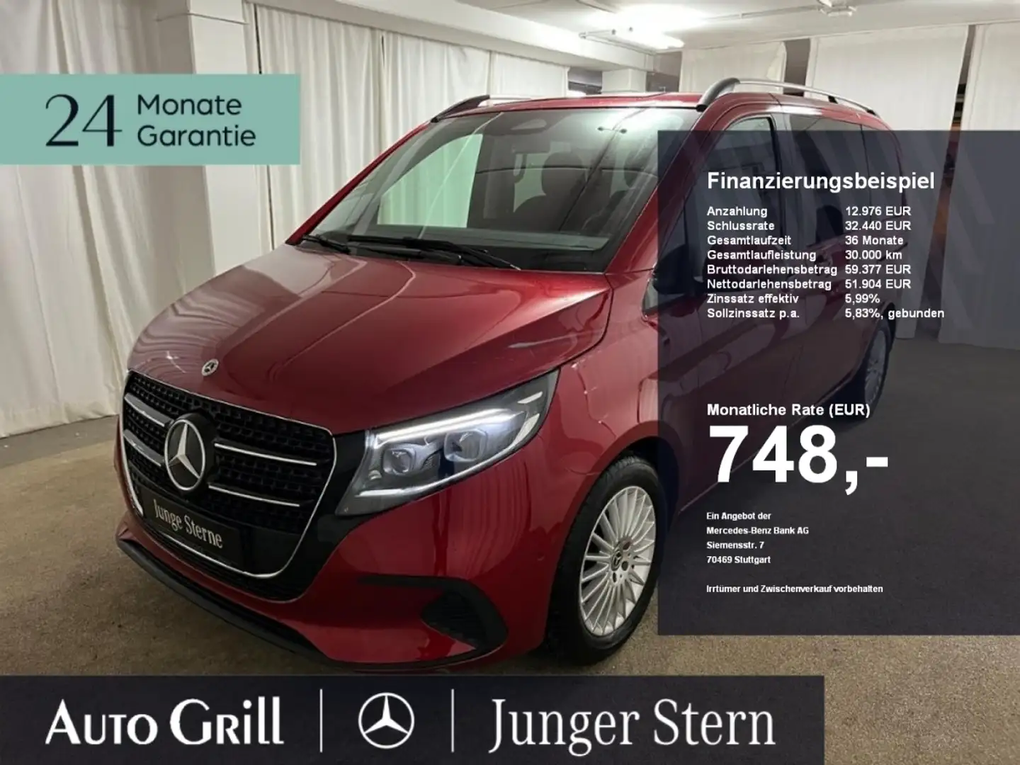Mercedes-Benz V 220 d kurz Style+ AHK StdHzg 6Si Distr Multibe Rot - 1