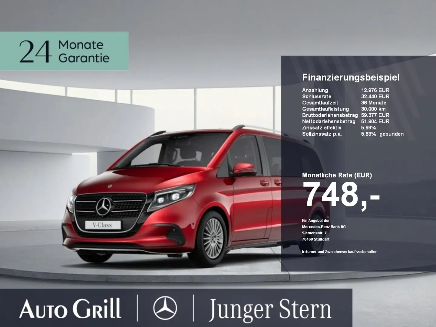 Mercedes-Benz V 220 d kurz Style+ AHK StdHzg 6Si Distr Multibe Rot - 1