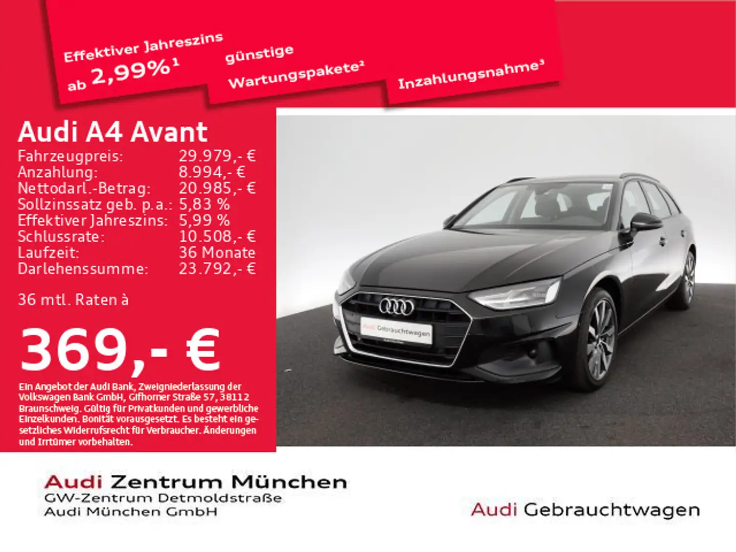 Audi A4 40 TDI S tronic Virtual+/Navi+/GRA Schwarz - 1