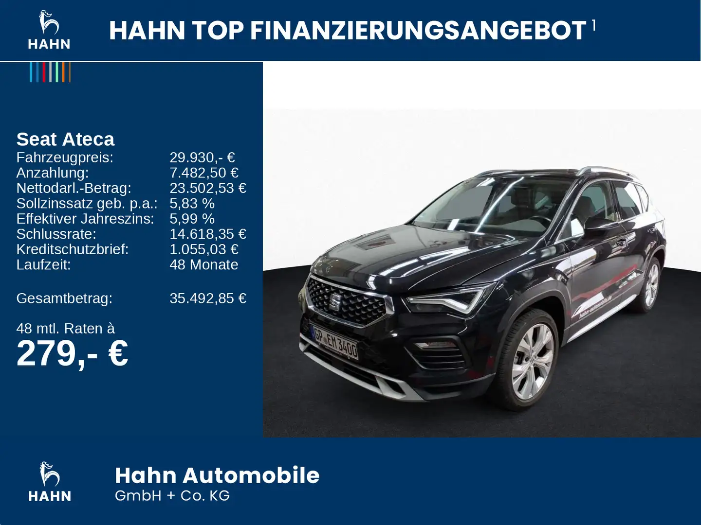 SEAT Ateca 1.5TSI DSG Xperience Standhz AHK Navi 360° Schwarz - 2