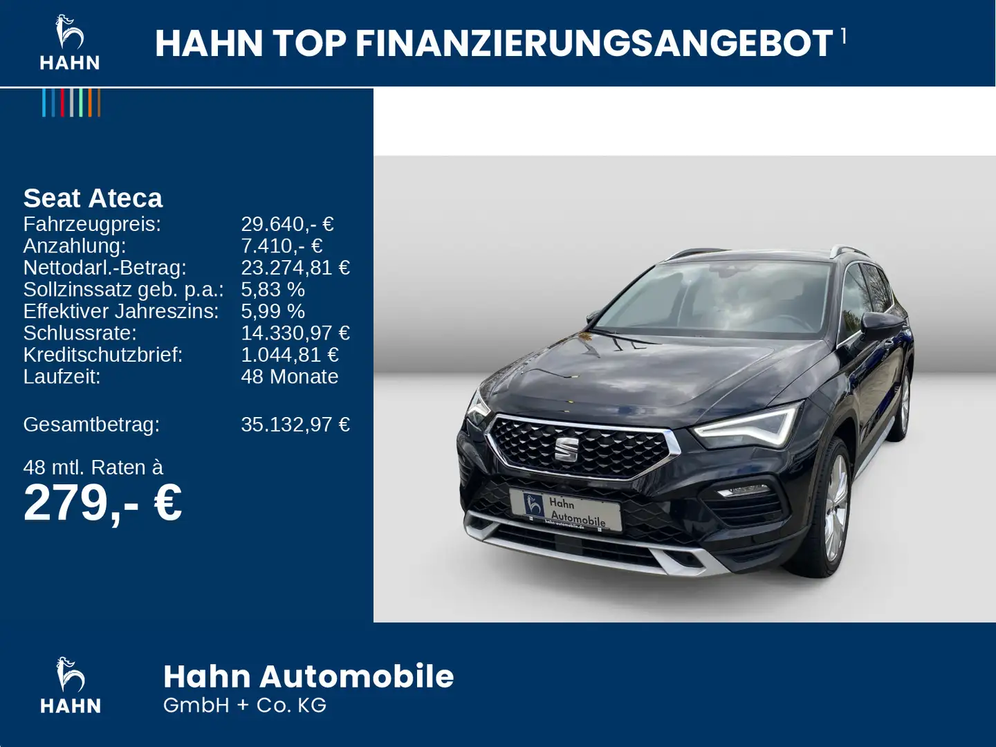 SEAT Ateca 1.5TSI DSG Xperience Standhz AHK Navi 360° Schwarz - 2