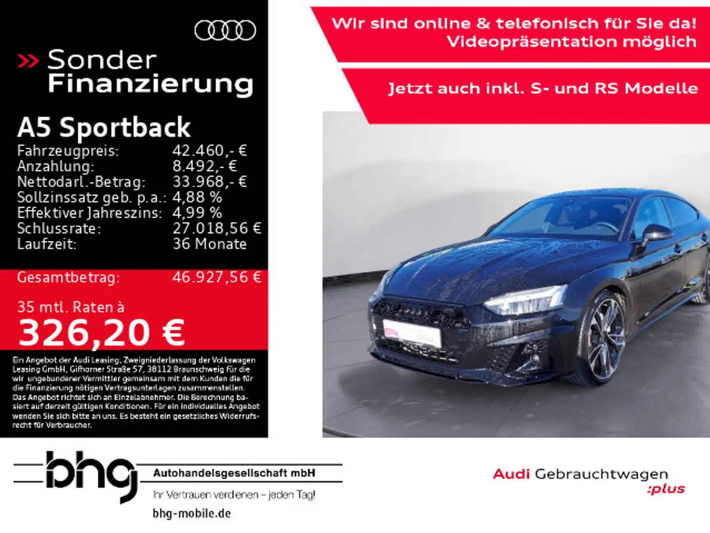 Audi A5 40 TFSI S-Line Competition B&O Matr Schwarz - 1