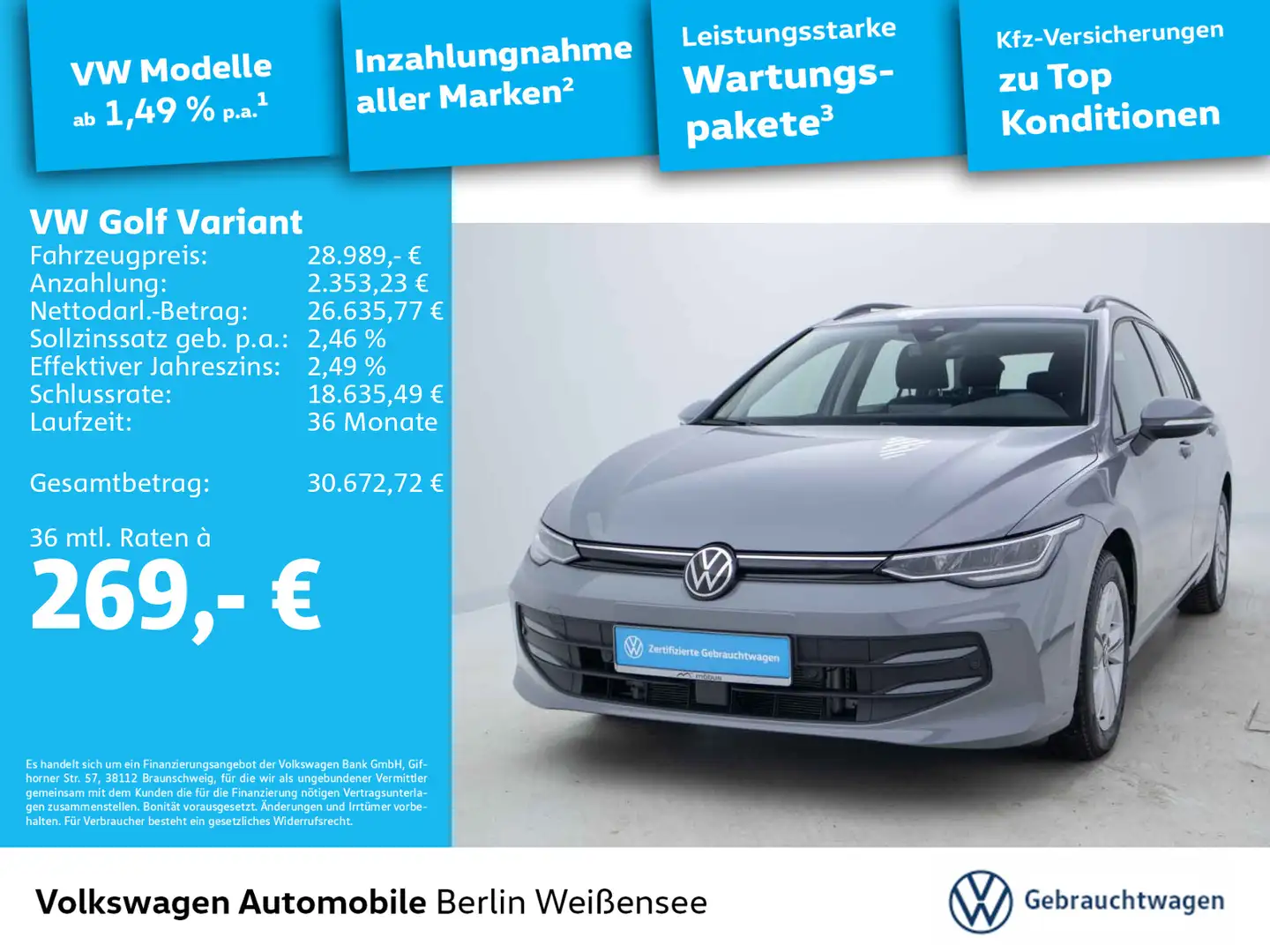 Volkswagen Golf Variant Golf VIII Variant 1.5 eTSI*DSG*APP*RFK*ACC*LED* Grau - 1