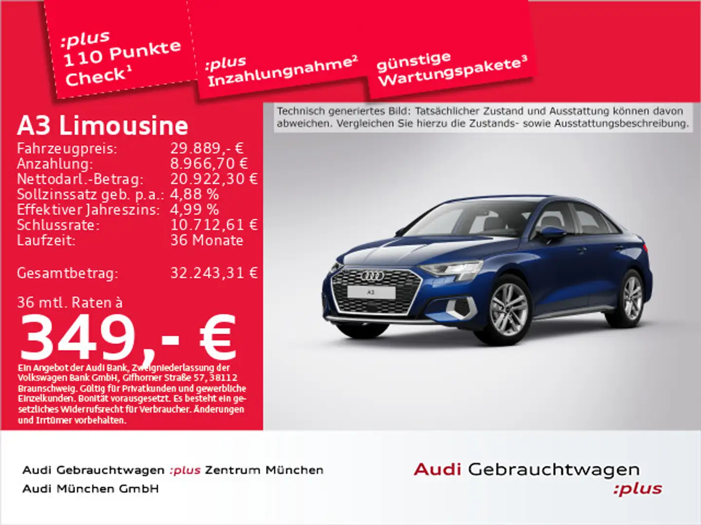 Audi A3 35 TDI S tronic advanced ACC/SitzHz Blau - 1