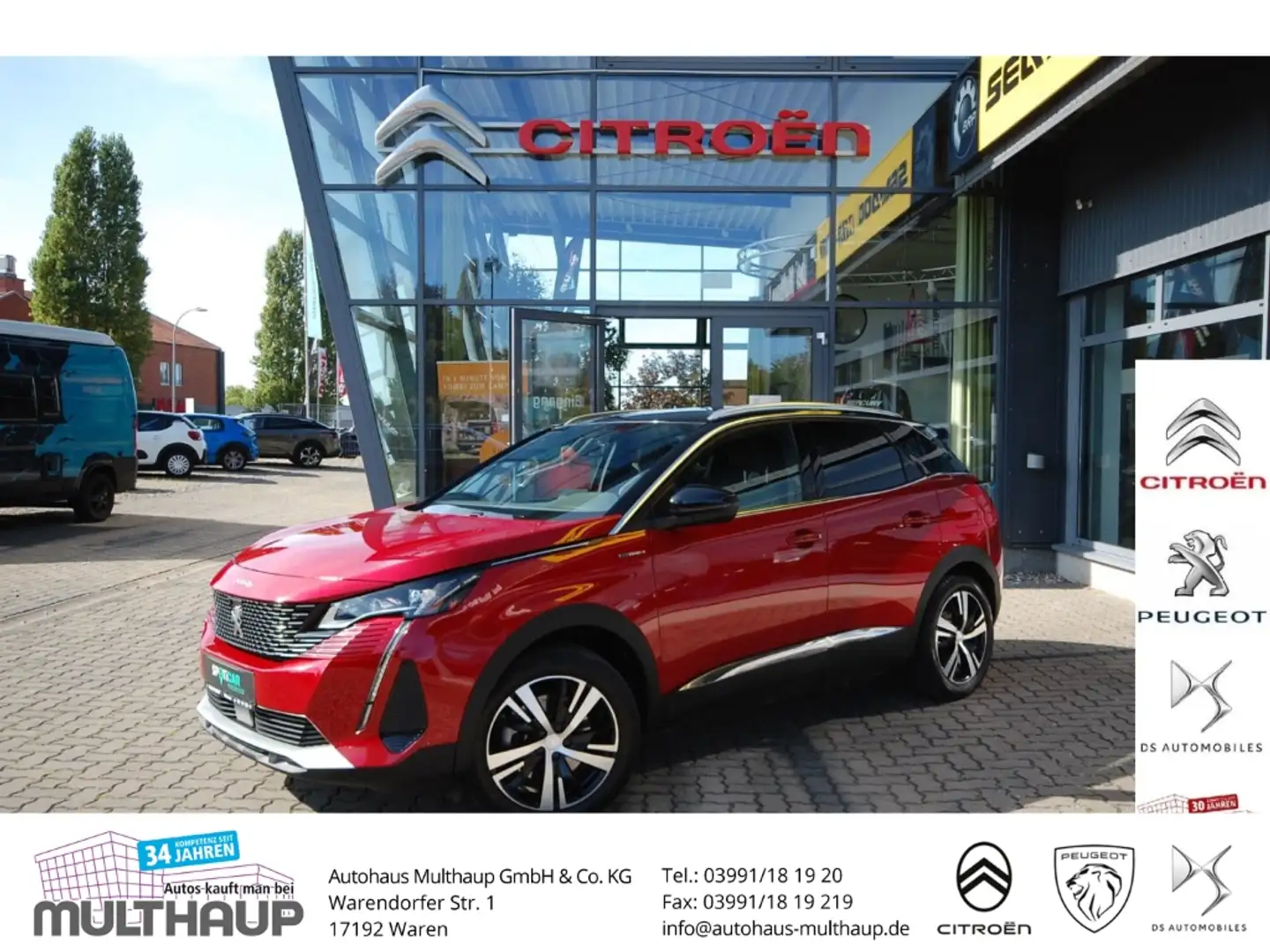 Peugeot 3008 GT Hybrid4 300 E-EAT8 + NACHTSICHT SHZ Rot - 1