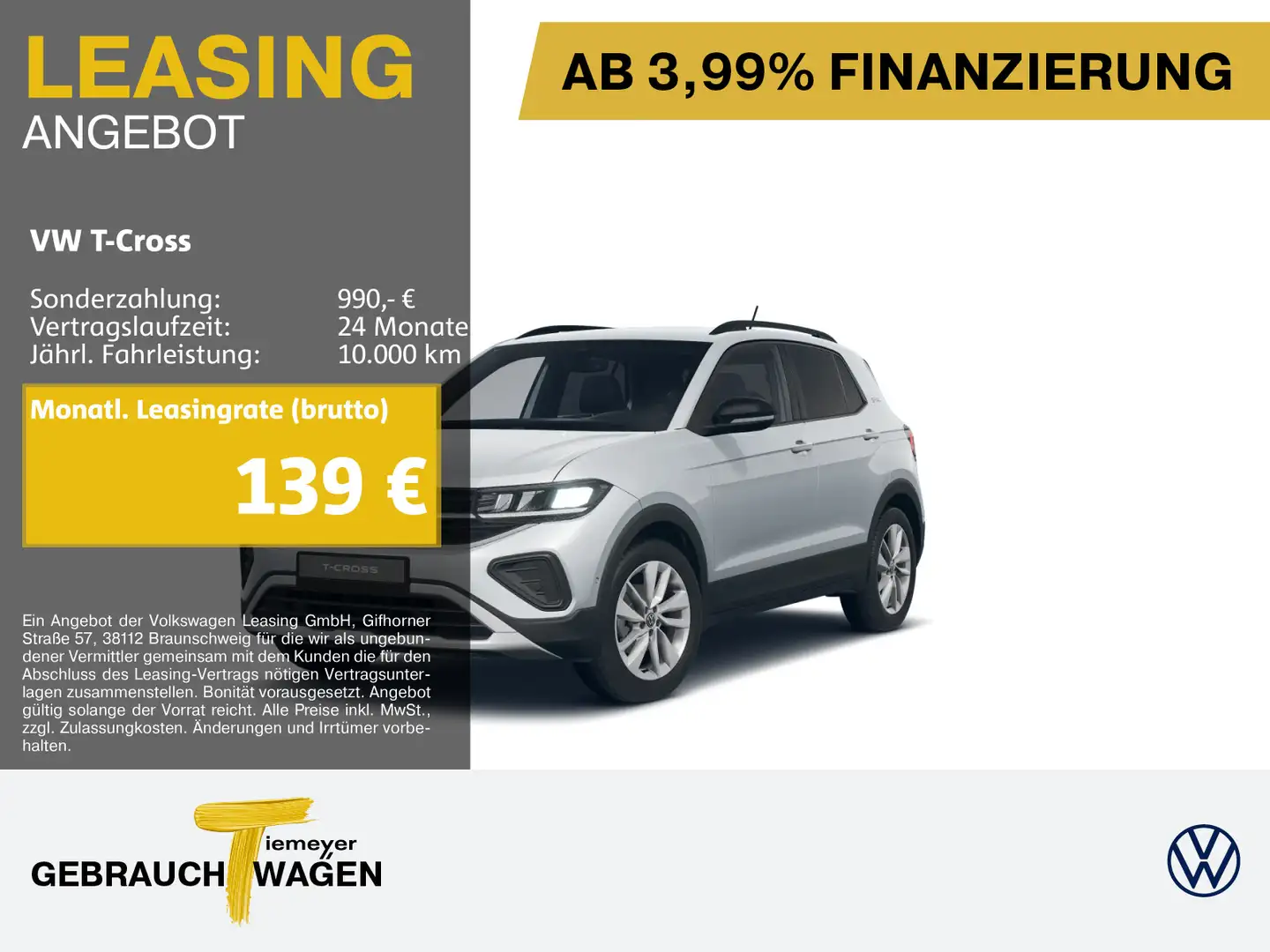 Volkswagen T-Cross 1.0 TSI DSG GOAL+ LM17 AHK NAVI SITZHZG Silber - 1