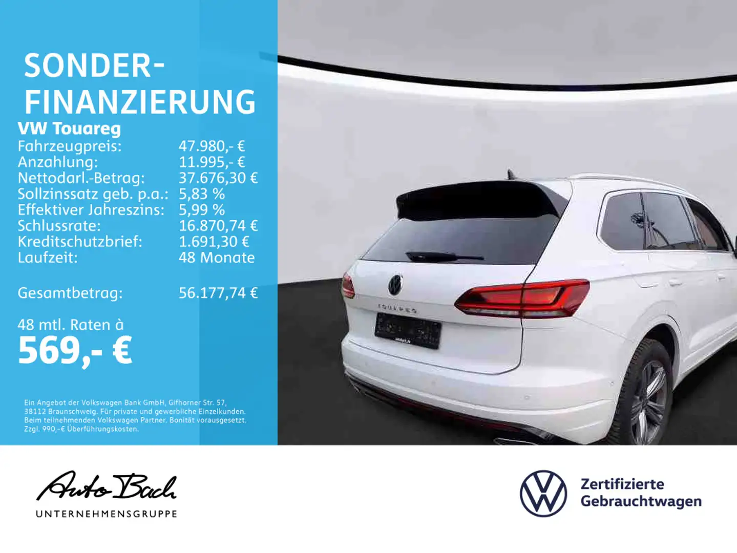 Volkswagen Touareg Elegance 3.0 TDI Navi LED ACC CarPlay AH Белый - 2