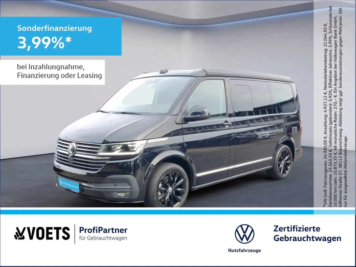 Volkswagen T6 California 6.1 Ocean 2.0 TDI LED+STANDHZG+SHZ Schwarz - 1