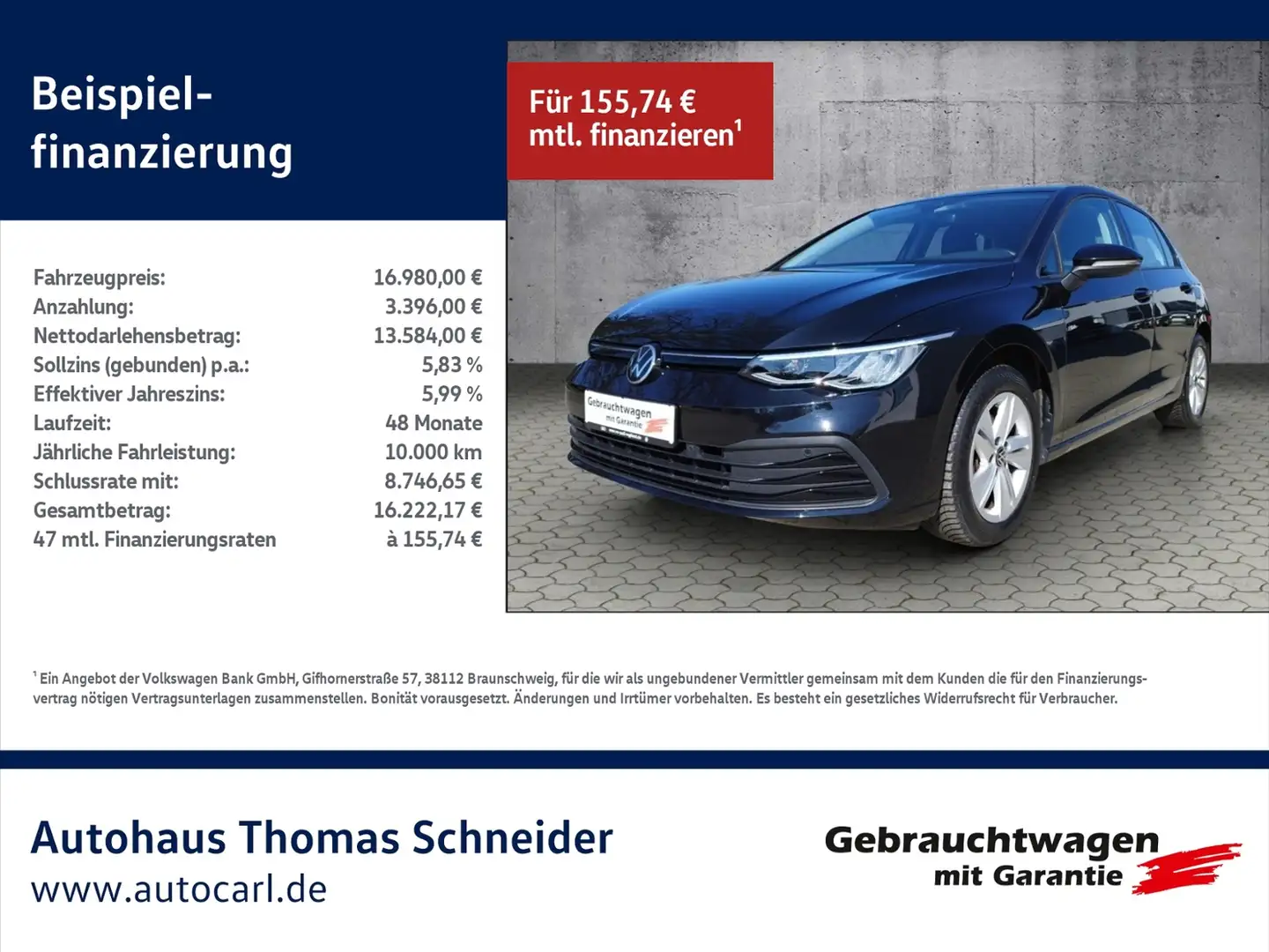 Volkswagen Golf VIII Life 1.5 TSI NAV/SHZ/DAB+/LED KLIMA LED NAVI Noir - 1
