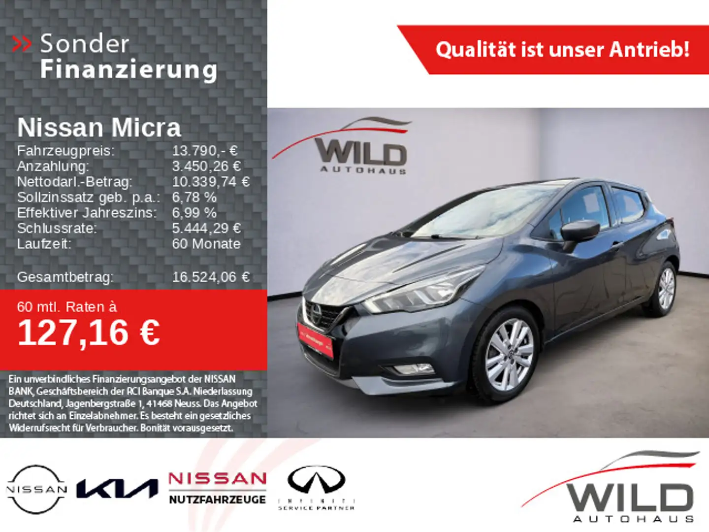 Nissan Micra 1.0 N-Way Start/Stopp, Klima, SHZ Grau - 1