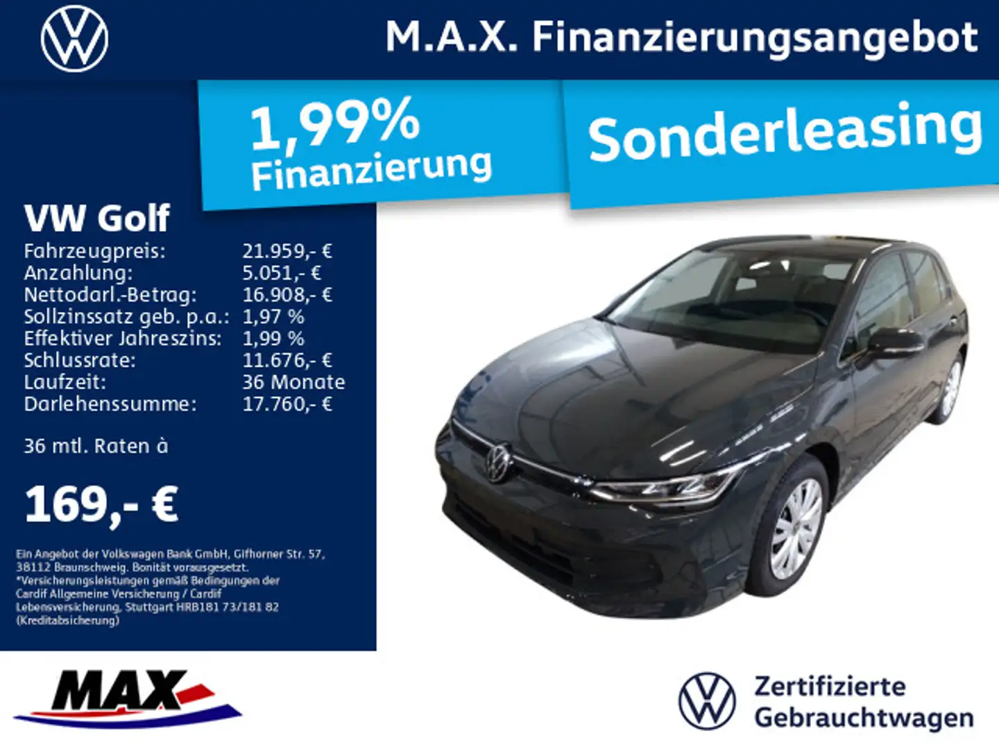 Volkswagen Golf VIII 1.5 TSI +LED+VC+PDC+SITZHEIZUNG+KLIMA+ Grau - 1