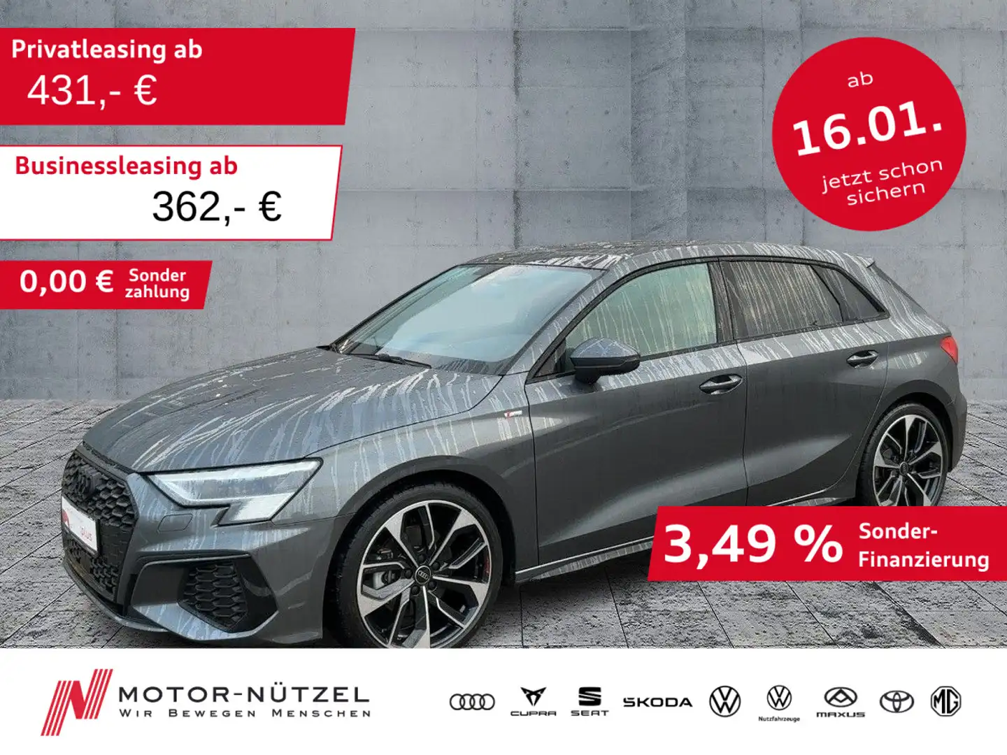 Audi A3 40 TDI QU S-LINE MATRIX+NAV+B&O+HuD Grigio - 1