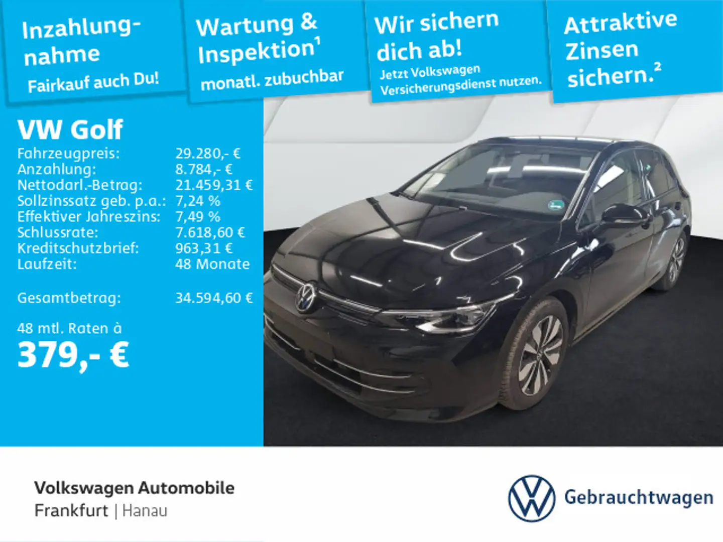 Volkswagen Golf VIII 1.5 eTSI DSG Goal Navi DAB+ IQLight Fr Noir - 1