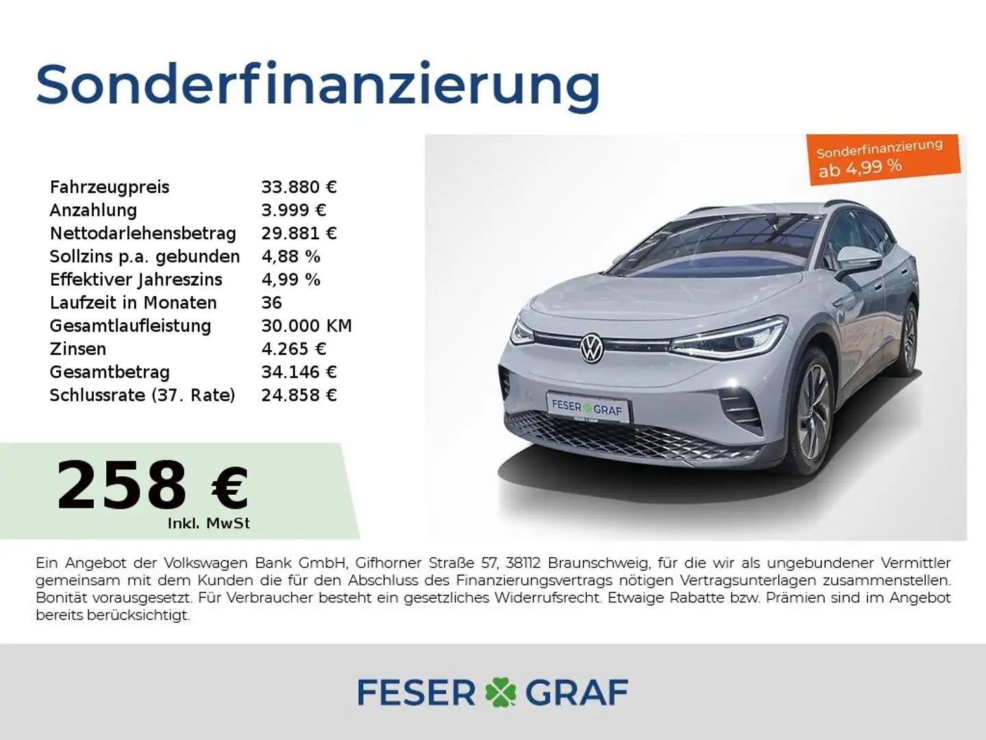Volkswagen ID.4 Pro 82 kWh 150 KW HUD el. Heck R-Kamera 19" Grau - 1