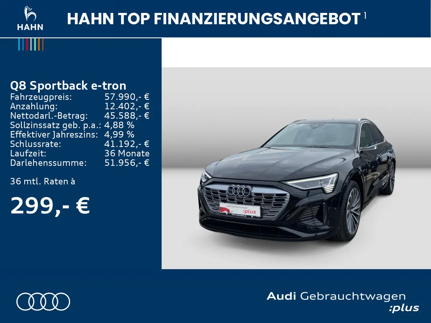 Audi Q8 e-tron Q8 e-tron Sportback 55 qua S-Line S-Trc Virtual Zwart - 2