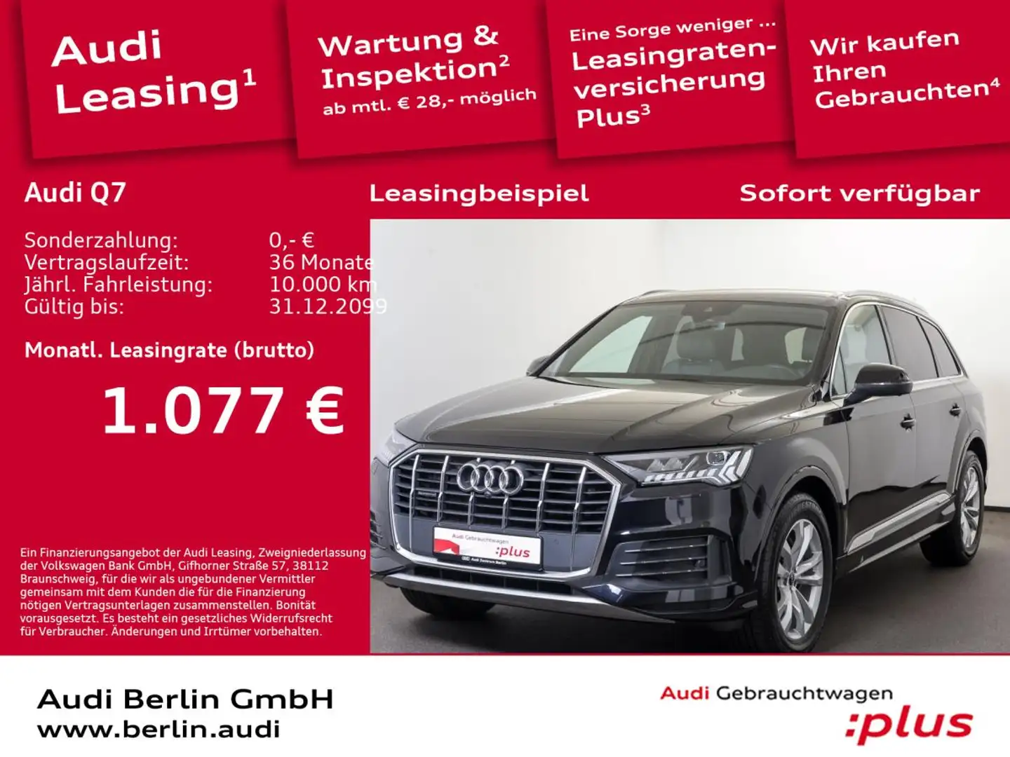 Audi Q7 45 TDI qu.tiptr. AHK 7.SITZER 360°K MATRIX Schwarz - 1