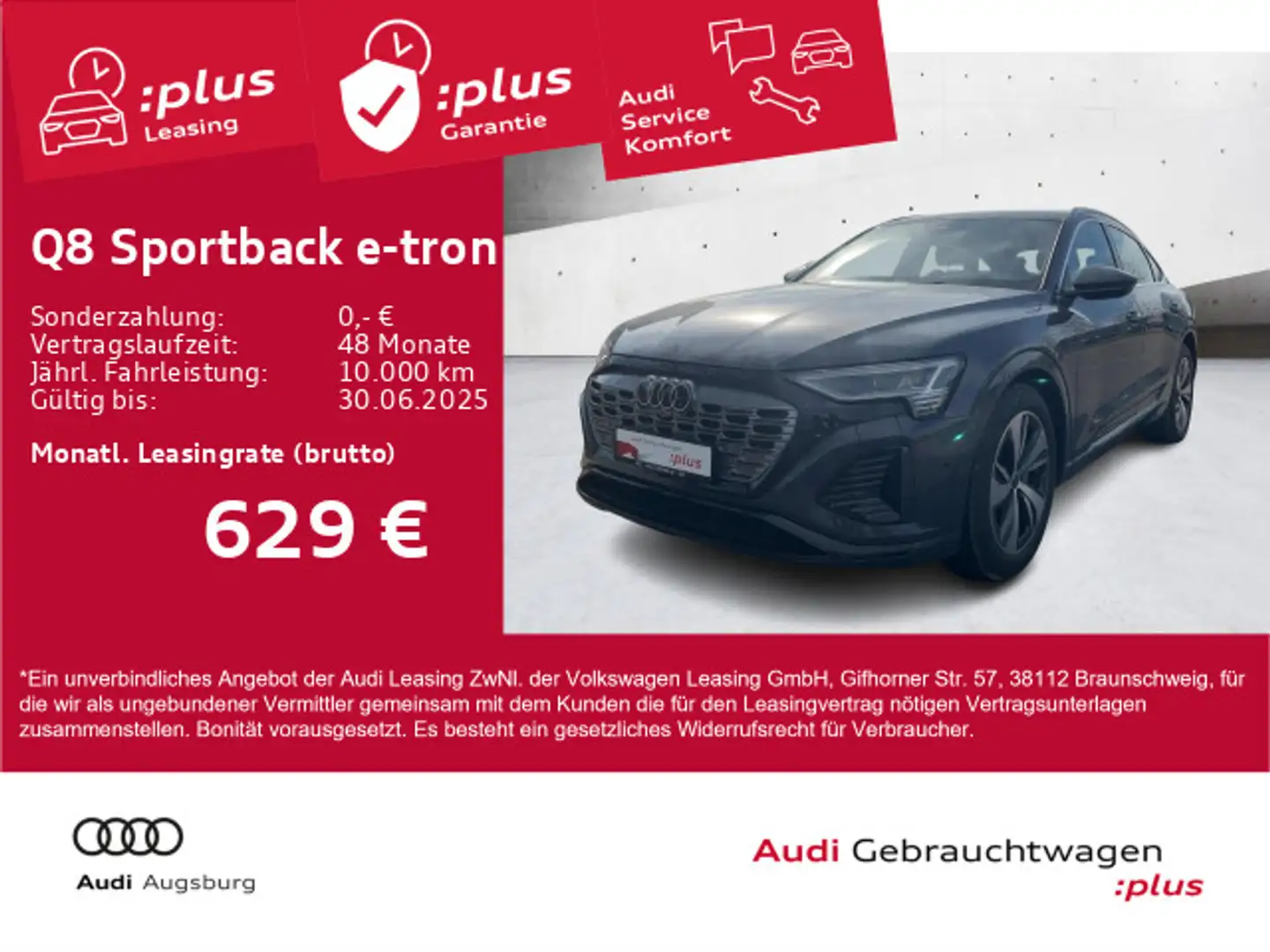 Audi Q8 e-tron 114 kW/h 2x S line*AHK*8fach Grau - 1