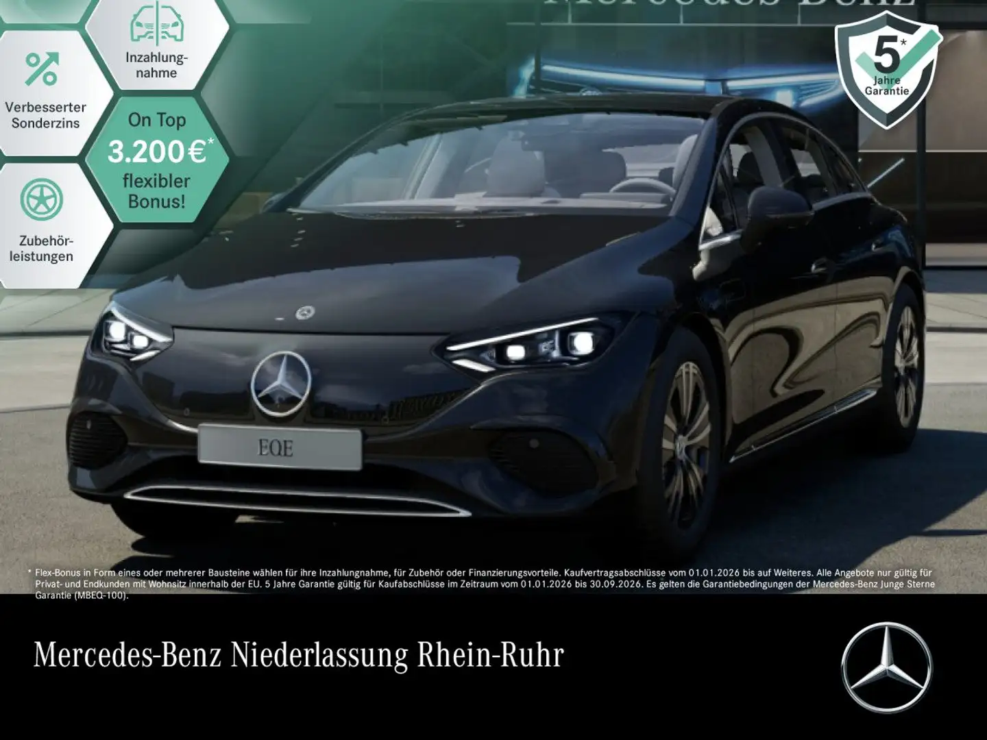 Mercedes-Benz EQE 350 Avantgarde Fahrass 360° Pano Burmester HUD Schwarz - 1