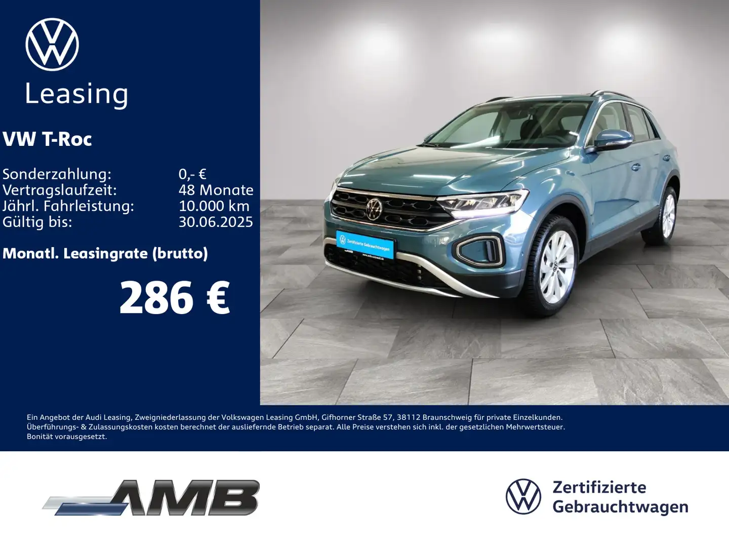 Volkswagen T-Roc Life 1.5 TSI DSG/AHK/Navi/Standhzg/02.29Ga Blau - 1