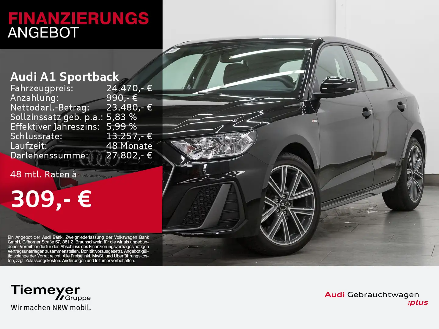 Audi A1 25 TFSI S LINE LM17 SITZH SMART-INT Schwarz - 1