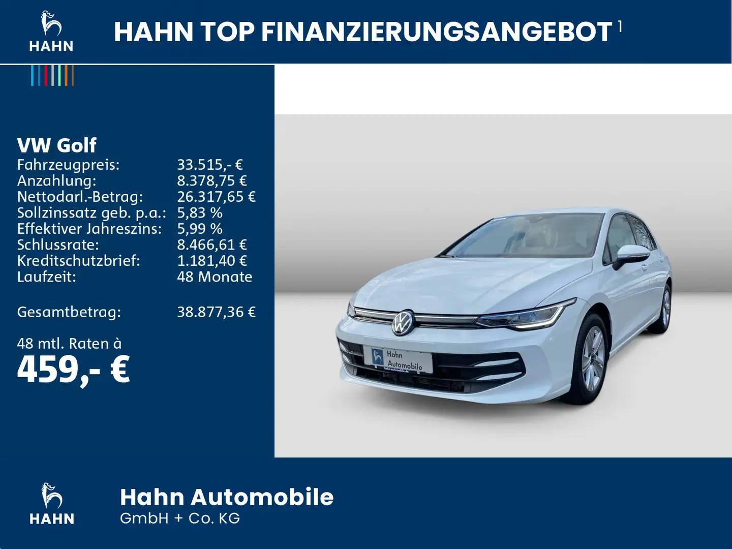 Volkswagen Golf 1.5TSI Life AHK Navi ACC PDC Climatr Sitzh Weiß - 2