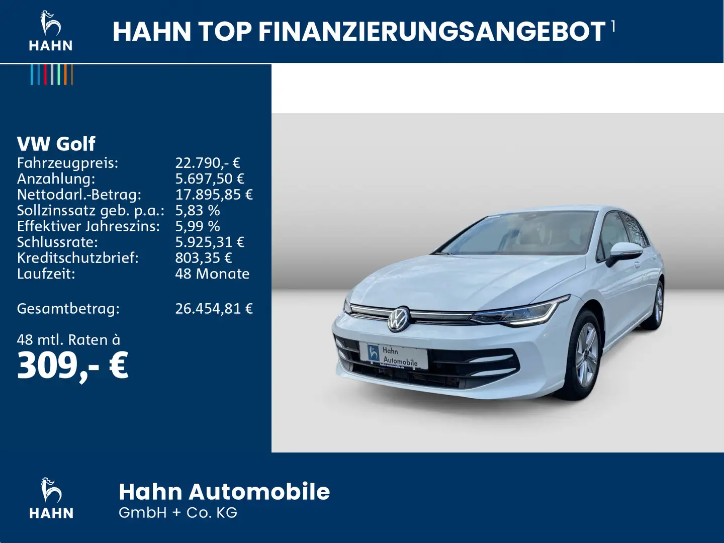 Volkswagen Golf 1.5TSI Life AHK Navi ACC PDC Climatr Sitzh Weiß - 2