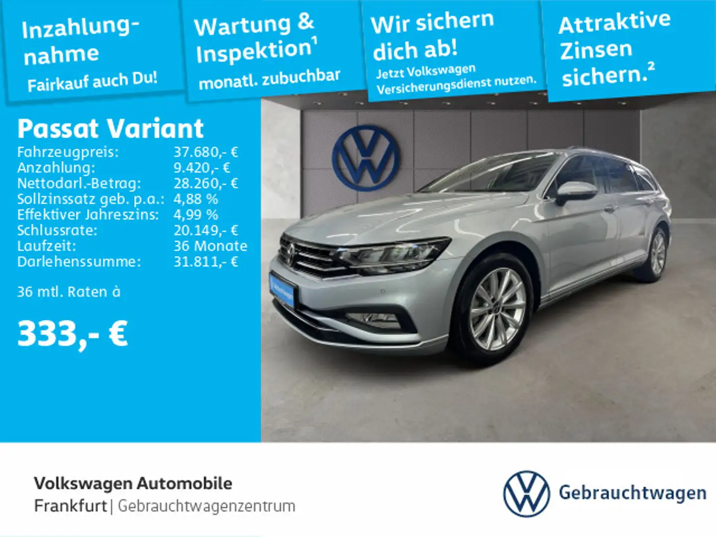 Volkswagen Passat Variant 2.0 TDI DSG Business Navi DAB+ LE Silber - 1