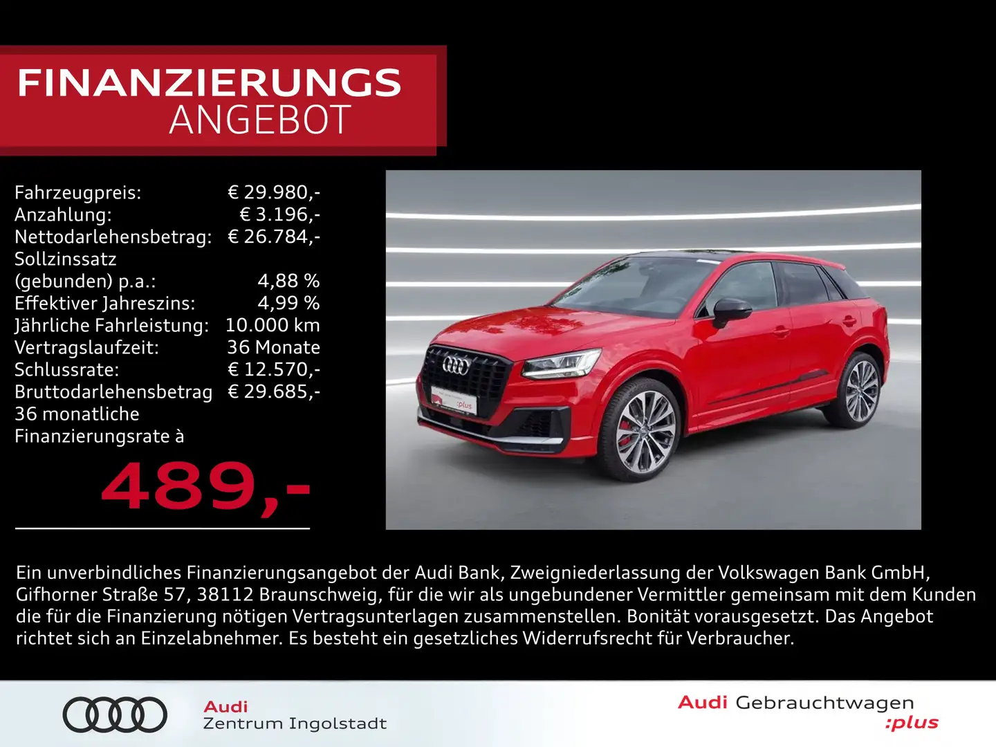 Audi SQ2 TFSI qu Pano NAVI AHK ACC Leder Kamera 19" Roşu - 1