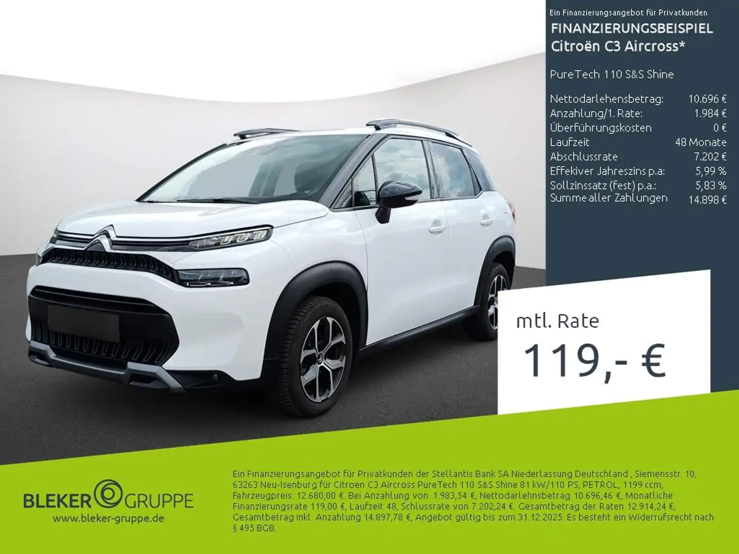 Citroen C3 Aircross PureTech 110 S&S Shine Blanc - 1