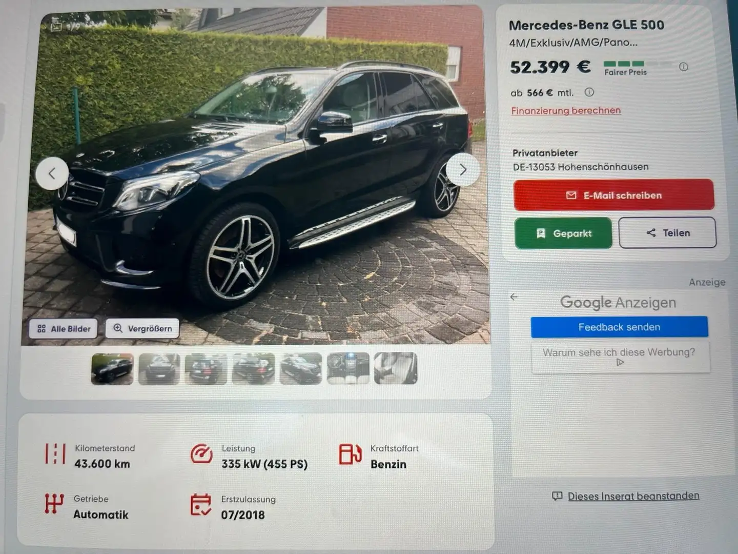 Mercedes-Benz GLE 500 GLE 500 4Matic 9G-TRONIC Exclusive Noir - 1