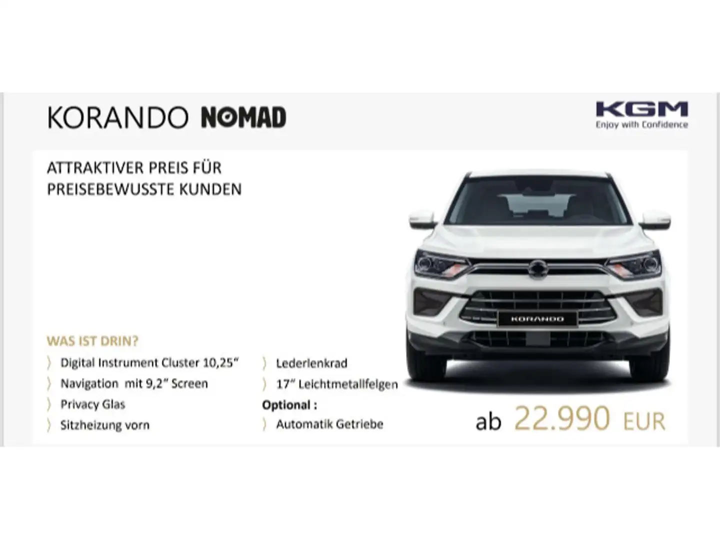 KGM Korando 1.5 Nomad Automatic*Navi*17`Alu*PDC*SH Weiß - 2