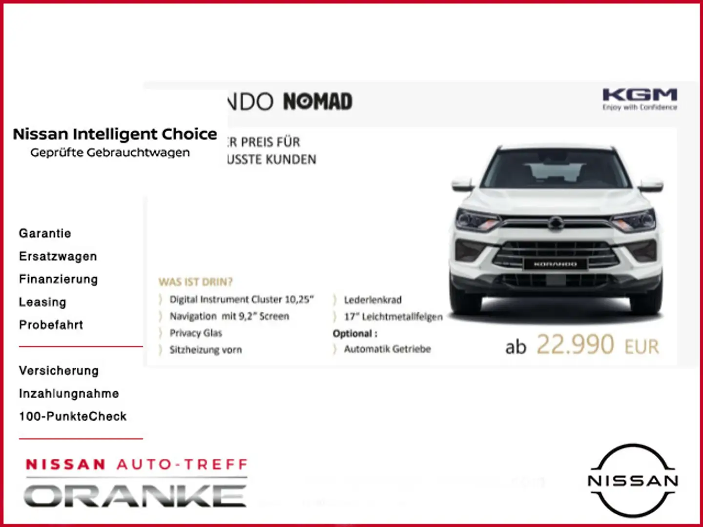 KGM Korando 1.5 Nomad Automatic*Navi*17`Alu*PDC*SH Weiß - 1