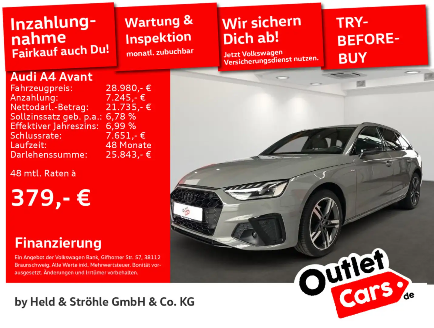 Audi A4 S line 35 TDI S tronic NAV+ LED HEAD-UP Grau - 1