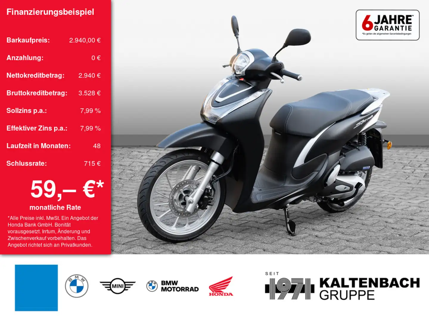 Honda SH Mode 125 LED SCHEINWERFER Schwarz - 1